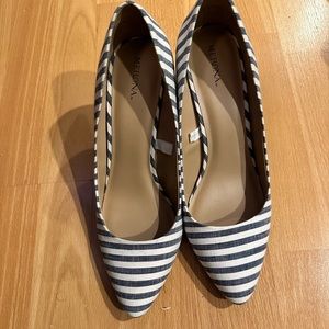 Blue and white heels